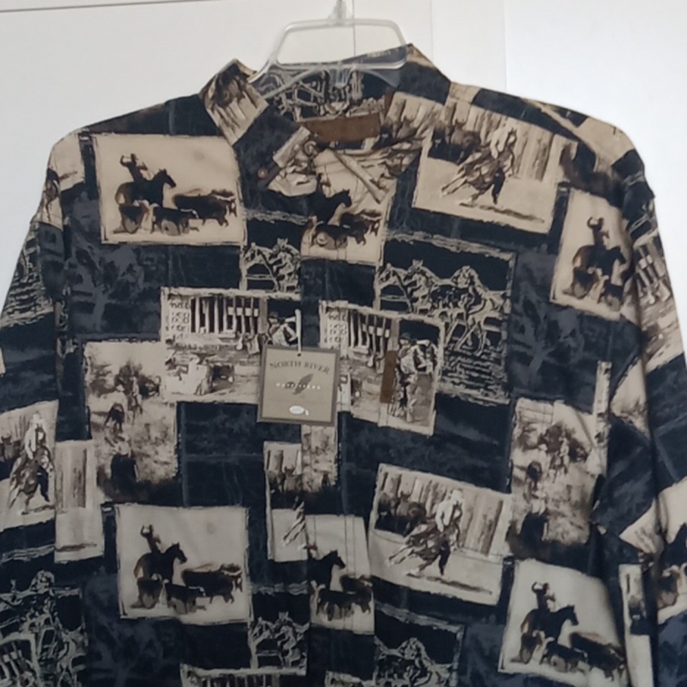 NWT North River Outfitters Cowboy Print Button Down Size L